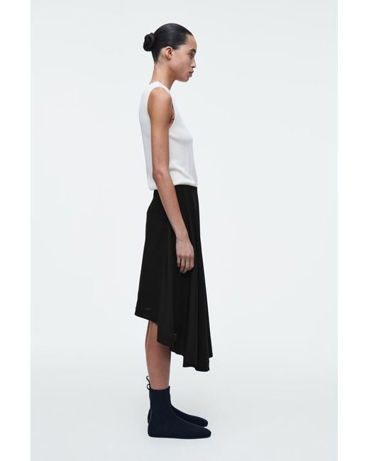 COS Black Deconstructed Sheer Wool Skirt
