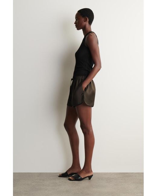COS Black Satin Track Shorts