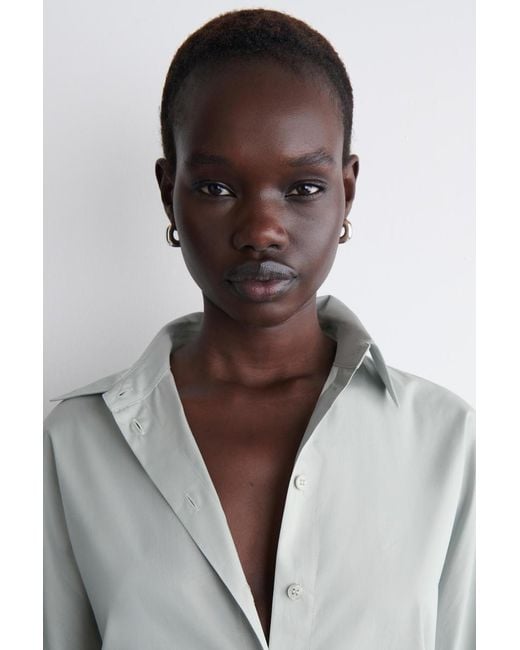 COS Gray Rounded Pima Cotton Shirt