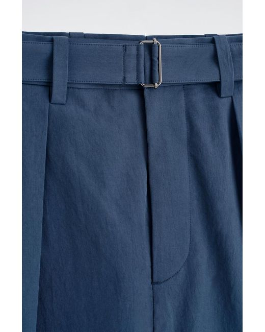 COS Blue Belted Pima Cotton Utility Shorts for men