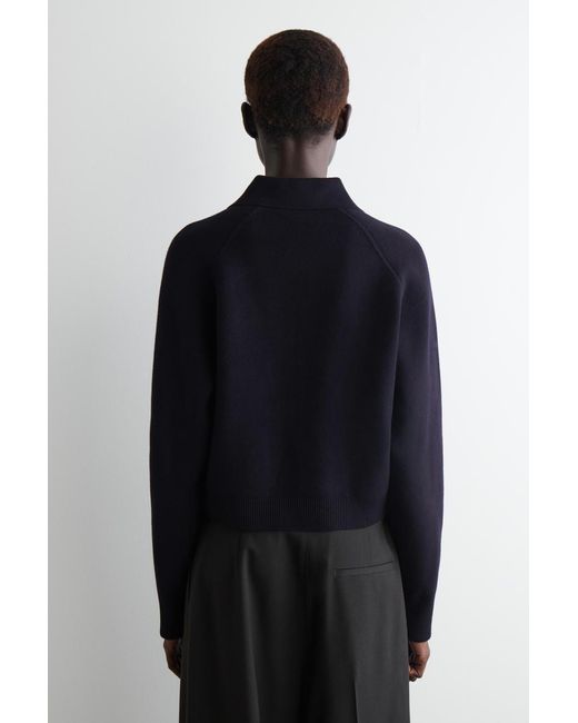 COS Blue Double-Faced Knitted Jacket
