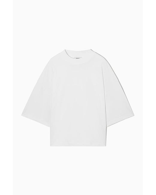 COS White Waisted Mock-neck T-shirt