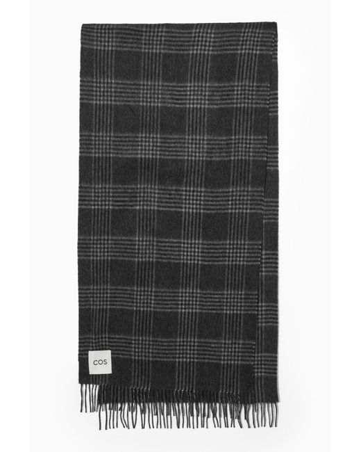 COS Black Wool And Cashmere-blend Fringed Scarf for men