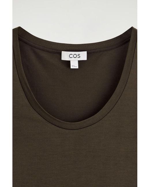 COS Brown Scoop-Neck Silk-Jersey Tank Top