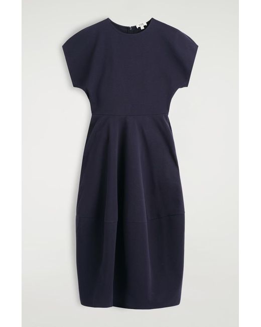 COS Blue Sculpted Cotton Midi Dress