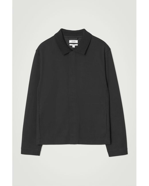 COS Black Collared Cotton-jersey Jacket for men