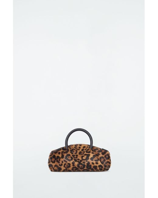 COS Black Leopard Fold Micro Tote - Pony Hair