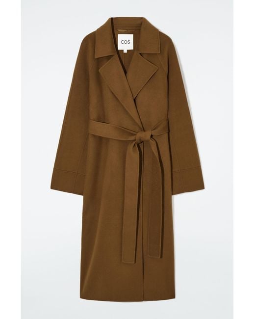 COS Brown Belted Double-faced Wool Coat
