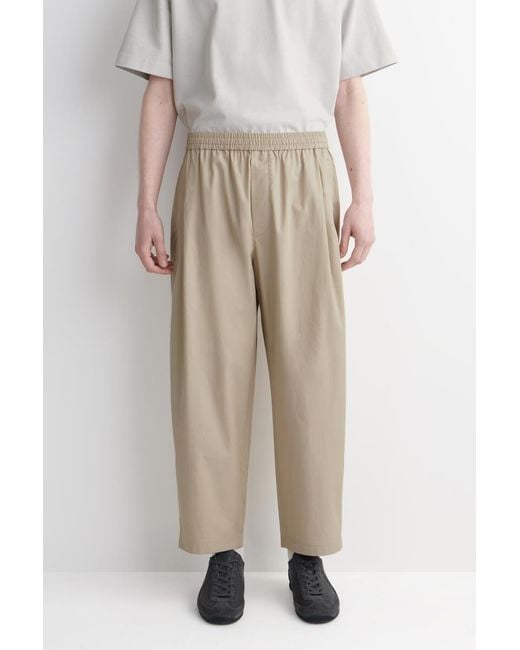 COS Natural Cropped Elasticated Relaxed-Fit Wide-Leg Trousers for men