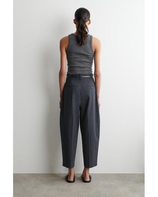COS Gray Tailored Cotton Balloon-Leg Pants