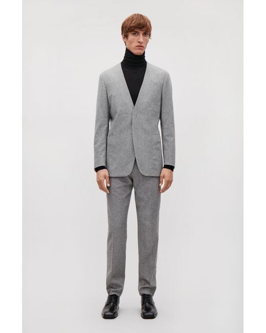COS Gray Collarless Wool Blazer for men