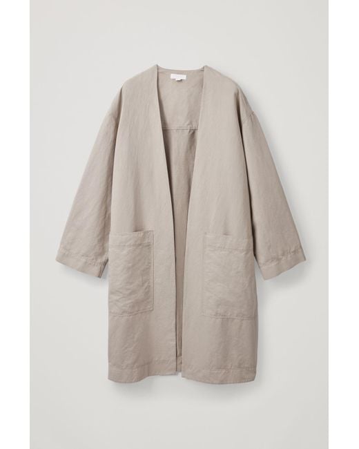 COS Natural Long Cotton-linen Jacket