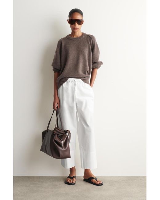 COS Brown Rounded Cashmere Crew-Neck Jumper