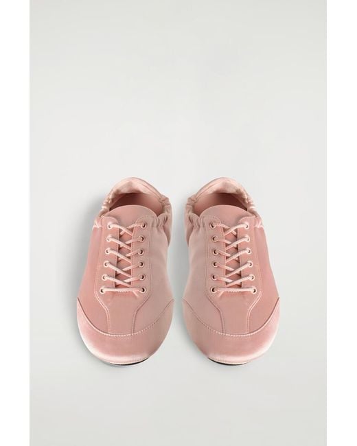 COS Pink Satin-Suede Ballet Sneakers