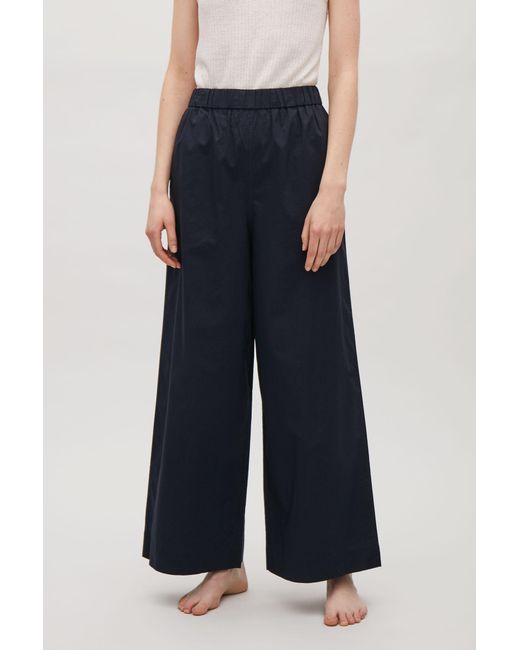 COS Cotton Slip-on Wide-leg Trousers in 