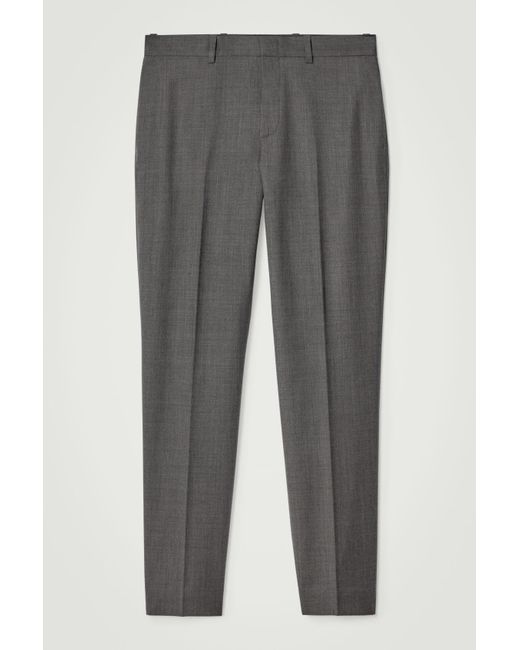 COS Gray Slim-Fit Wool Trousers for men