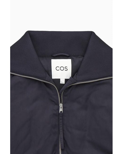 COS Blue Ribbed-collar Puffer Jacket
