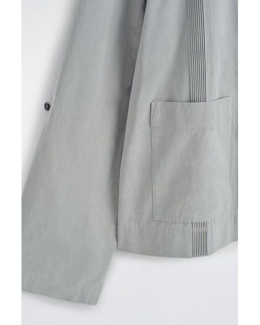 COS Gray Pintucked Cotton-Linen Overshirt for men