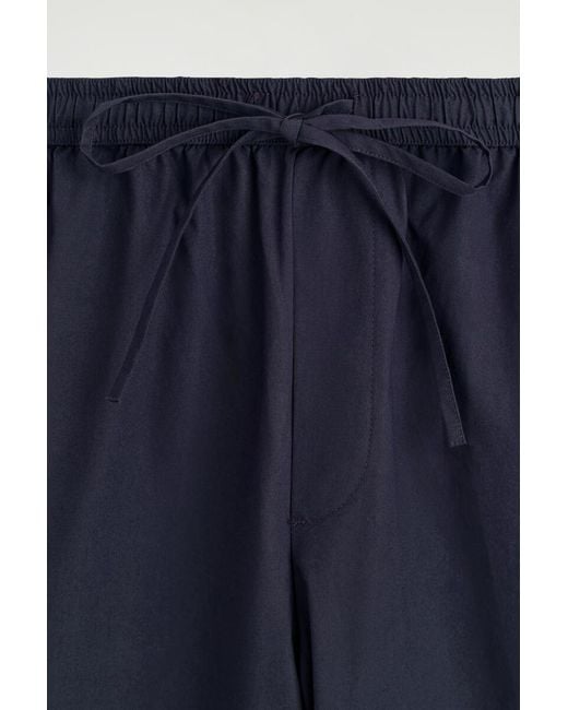 COS Blue Cotton Straight-Leg Drawstring Pants