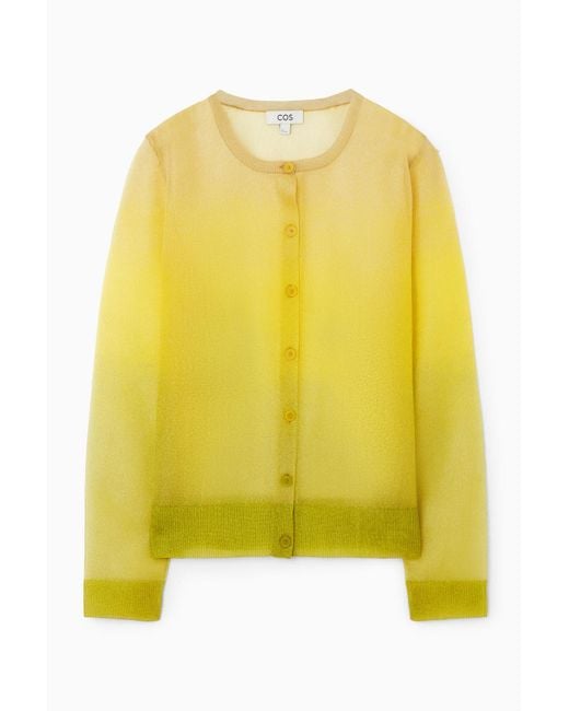 COS Yellow Fine-knit Ombre Cardigan