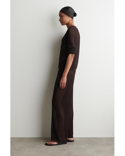 COS Brown Ribbed Open-Knit Pants