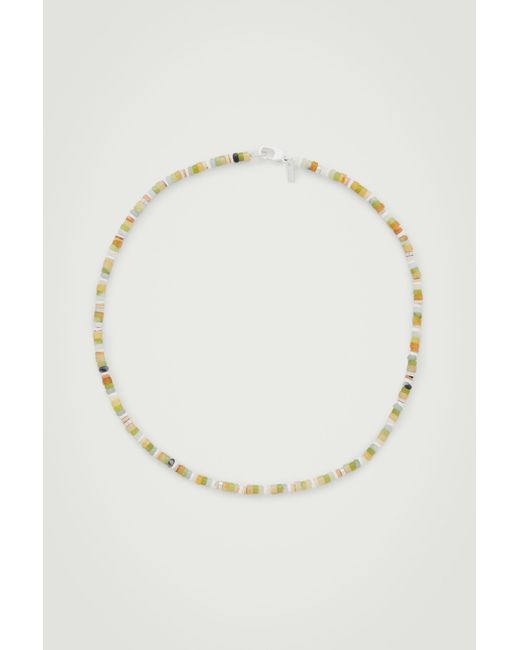COS White Semi-precious Beaded Necklace for men