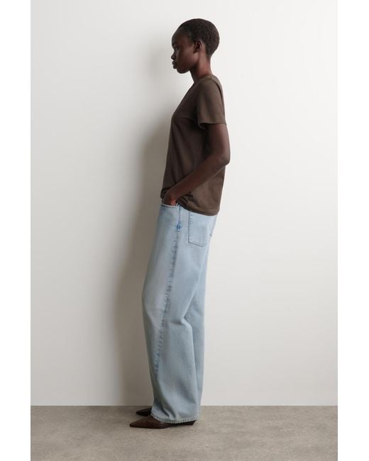 COS Brown Cotton V-Neck T-Shirt