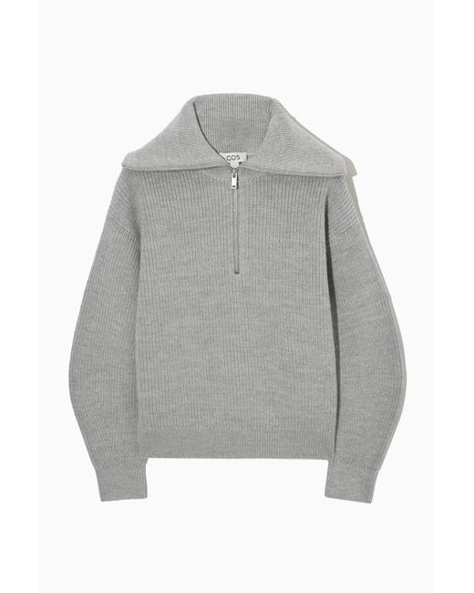 COS Wool Knitted Half-zip Jumper in 