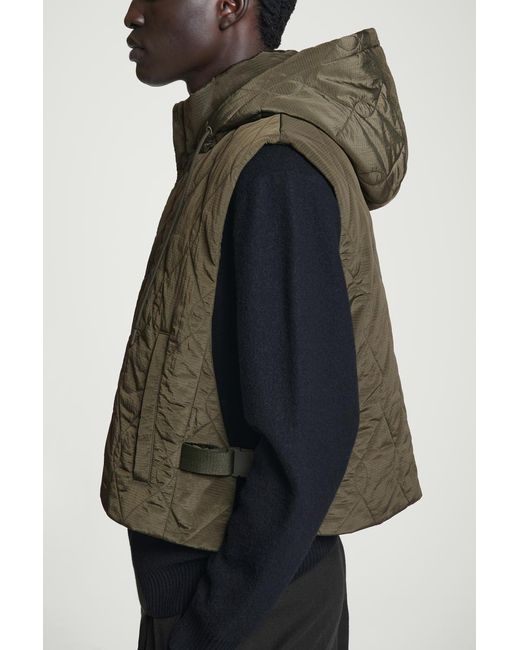 COS Green Quilted Hooded Hybrid Gilet for men