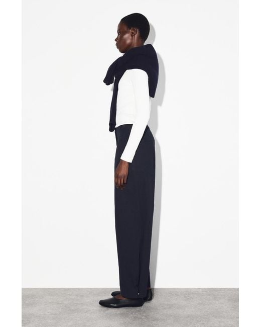 COS Blue Pima Cotton Barrel-Leg Pants