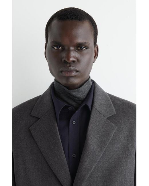 COS Gray Single-Breasted Wool Blazer for men