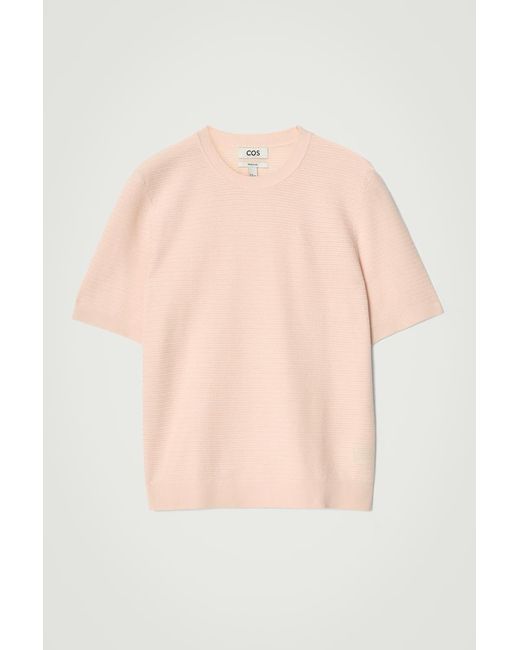 COS Orange Textured Knitted Cotton T-shirt for men