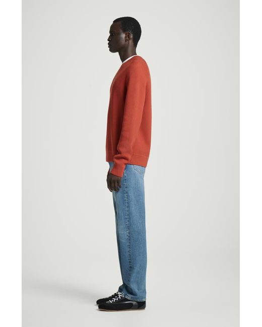 COS Orange Ribbed Merino Wool Jumper