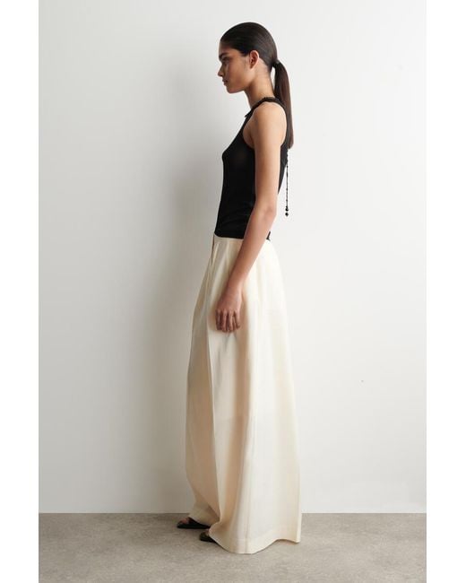 COS Natural Pleated Modal Wide-Leg Trousers