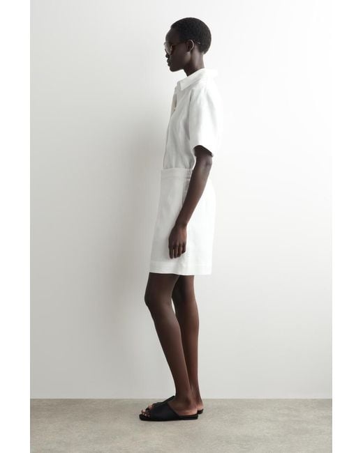 COS White Tailored Elasticated Linen Shorts