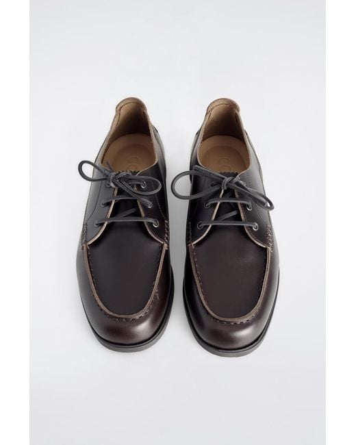 COS White Leather Boat Shoes for men