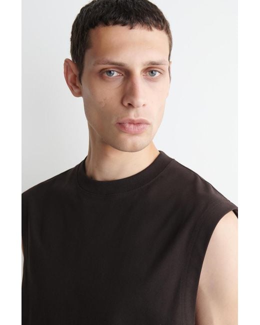 COS Black Relaxed Cotton-Crepe Tank Top for men