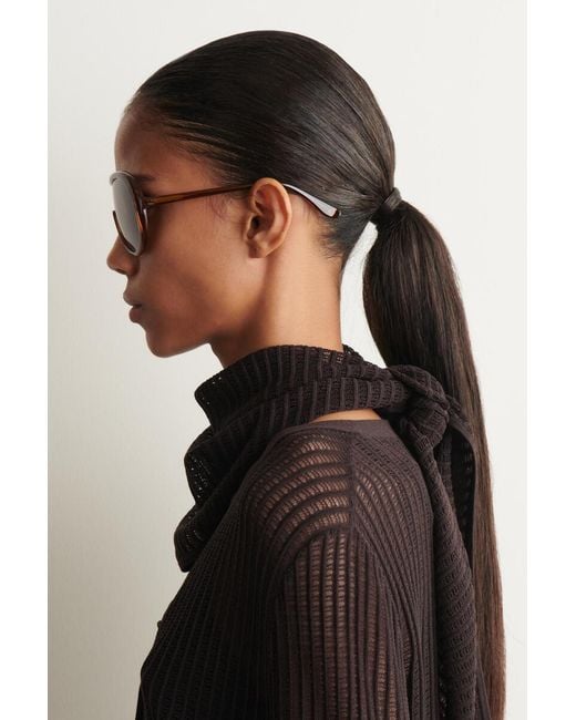 COS Black Pointelle-Knit Triangle Scarf