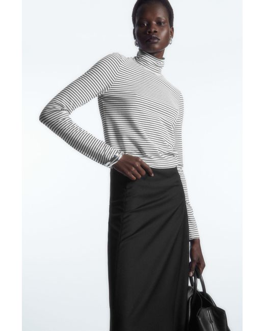 COS Gray Long-sleeved Jersey Roll-neck Top