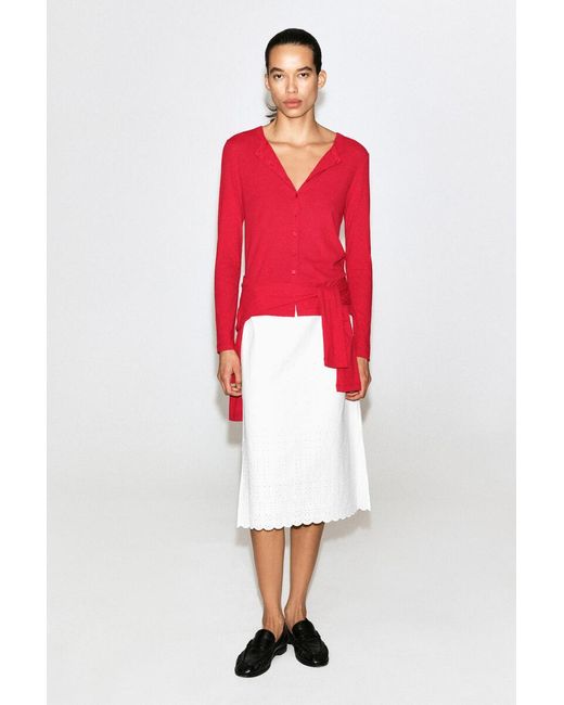 COS Red Jersey Cardigan Top
