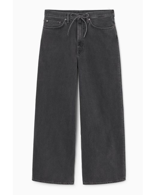 COS Gray Extra Wide-leg Drawstring Denim Trousers