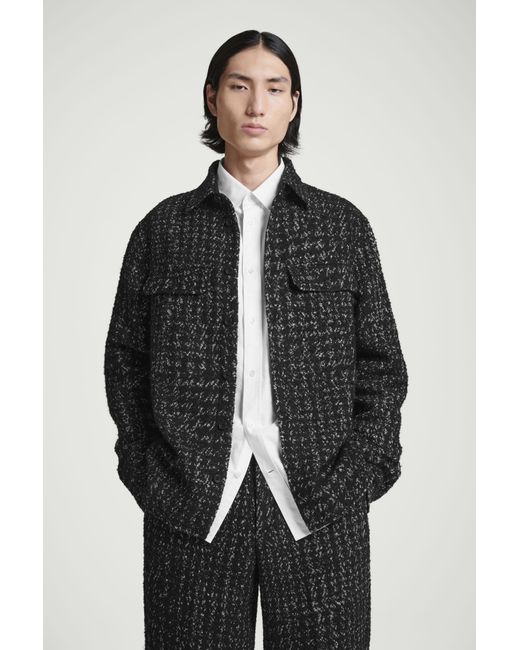 COS Black Regular Houndstooth Bouclé Overshirt for men