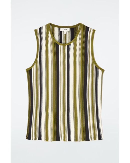 COS Green Striped Knitted Tank Top