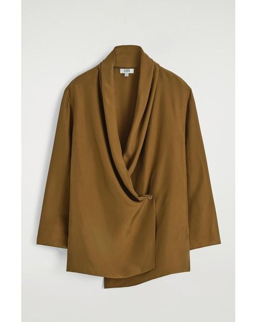 COS Brown Shawl-lapel Silk Blazer