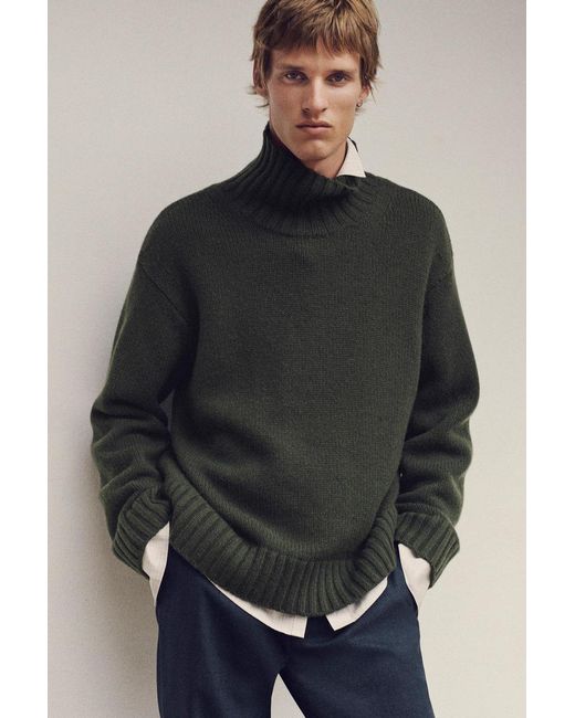 COS Black Chunky Cashmere Funnel-Neck Sweater for men
