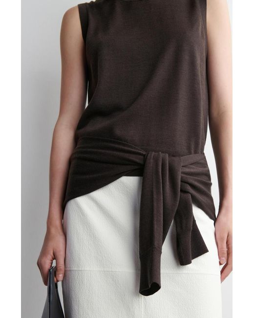 COS Black Layered Merino Wool Cardigan