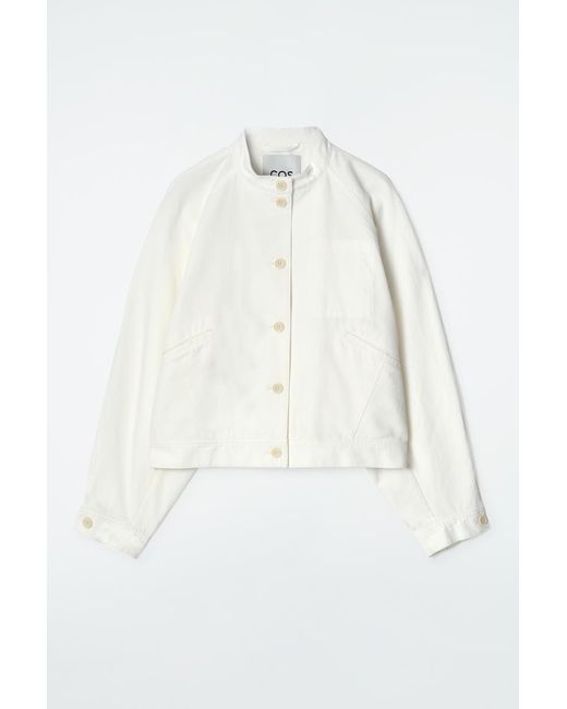 COS White Oversized Cotton Bomber Jacket