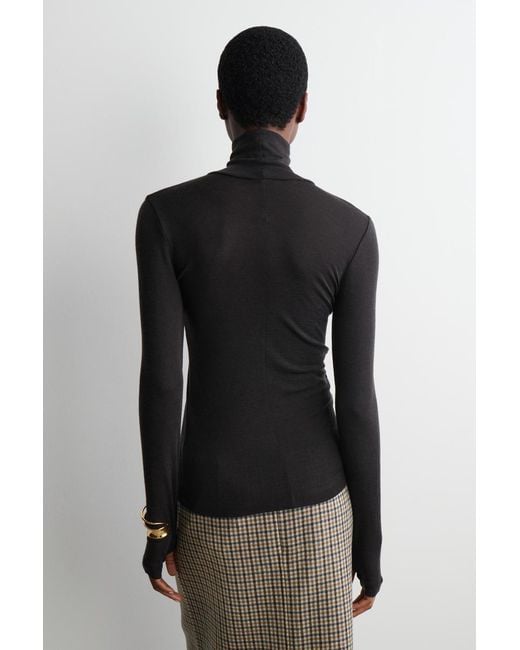 COS Black Merino Wool High-Neck Top