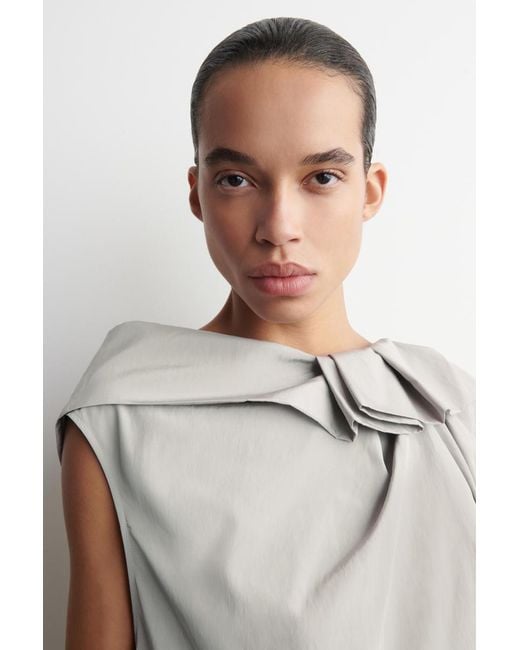 COS Gray Oversized Draped Top
