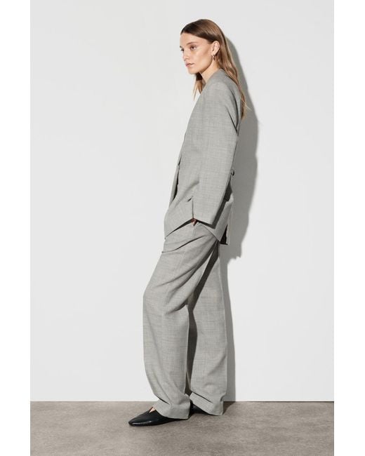 COS Gray Structured Wool-Blend Blazer